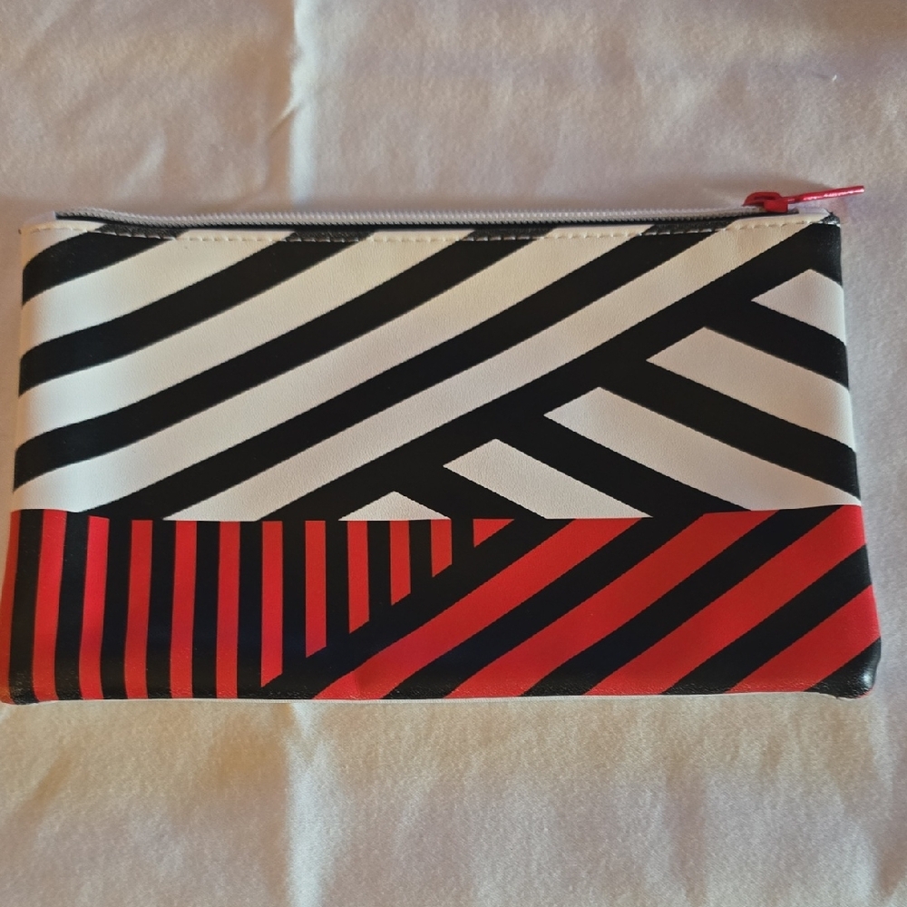 Sephora Black and Red Striped Cosmetic Bag